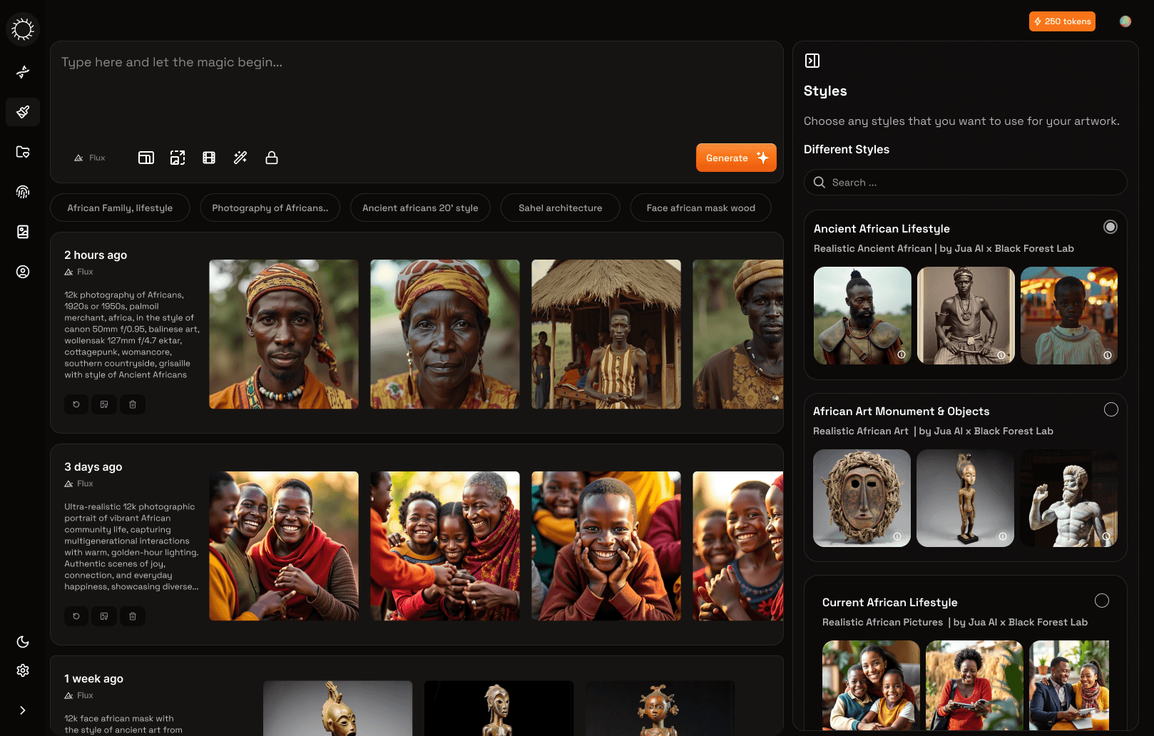 Jua AI generation interface preview